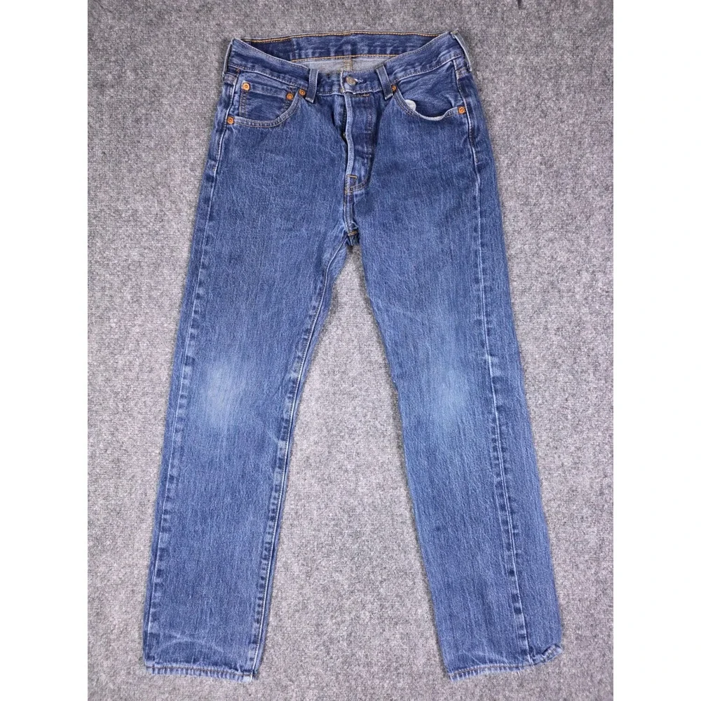 Levis 501 Original Fit Jeans Mens 29x30 Blue Straight Leg Button Fly 00501-0115
